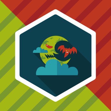 Cadılar Bayramı ay düz simgesi ile uzun gölge, eps10