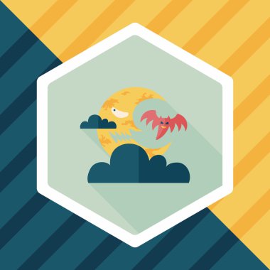 Cadılar Bayramı ay düz simgesi ile uzun gölge, eps10