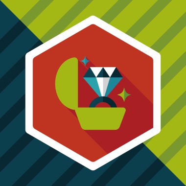 Elmas yüzük düz simgesi ile uzun gölge, eps10 teklif