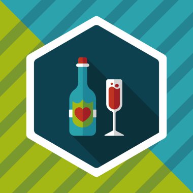 düğün şampanyası uzun gölgeli düz ikon, eps10