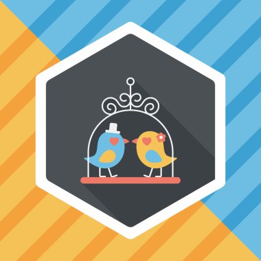 Düğün kuş düz simgesi ile uzun gölge, eps10