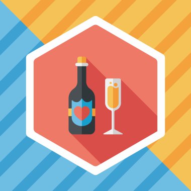 düğün şampanyası uzun gölgeli düz ikon, eps10