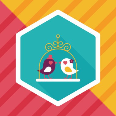 Düğün kuş düz simgesi ile uzun gölge, eps10