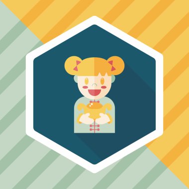 Çin yeni yılı kız uzun gölge, eps10 düz simgesiyle