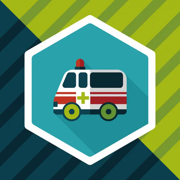 Ambulance car flat icon with long shadow,eps10 — Stock Vector