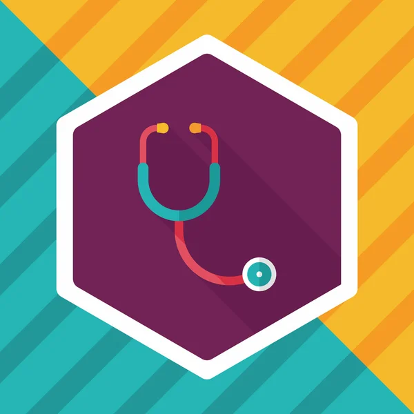 Stethoscope flat icon with long shadow,eps10 — Stock Vector