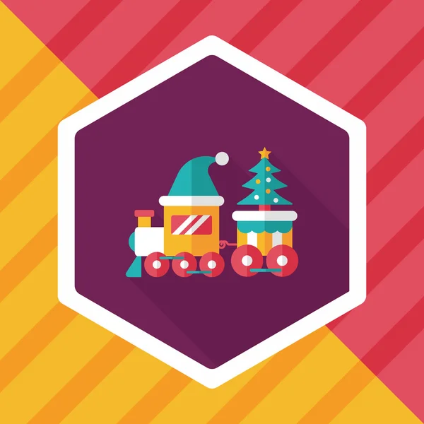 Christmas train toy flat icon with long shadow,eps10 — Stock Vector