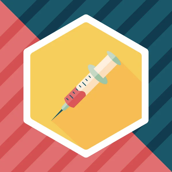 Syringe flat icon with long shadow — Stock Vector