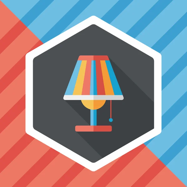Lámpara de mesa icono plano con sombra larga, eps10 — Vector de stock