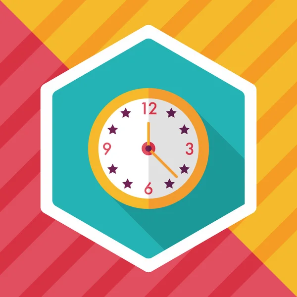 Reloj icono plano con sombra larga, eps10 — Vector de stock