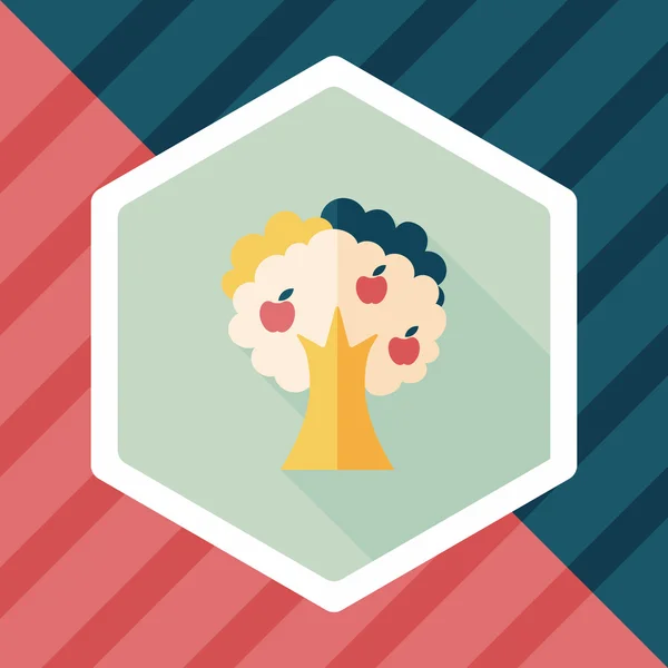 Apple tree flat icon with long shadow,eps10 — ストックベクタ