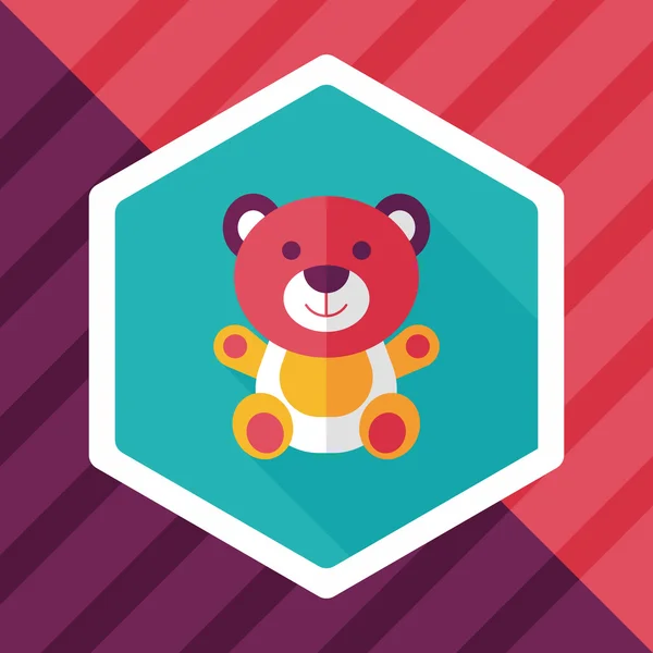 Teddy bear flat icon with long shadow,eps 10 — Stock Vector