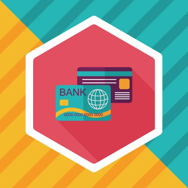 Carte de crédit icône plate avec ombre longue, eps10 — Image vectorielle