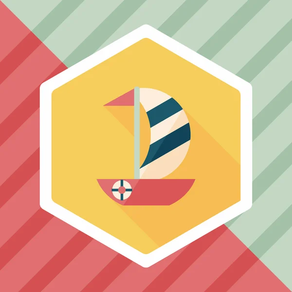 Velero icono plano con sombra larga, eps10 — Vector de stock