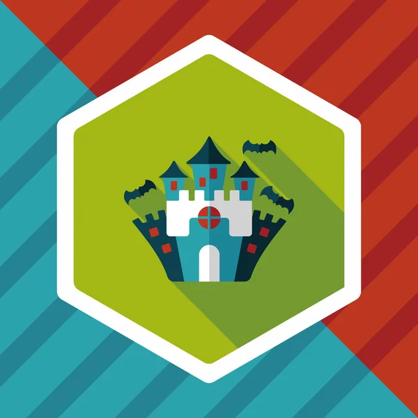 Castillo de Halloween icono plano con sombra larga, eps10 — Vector de stock