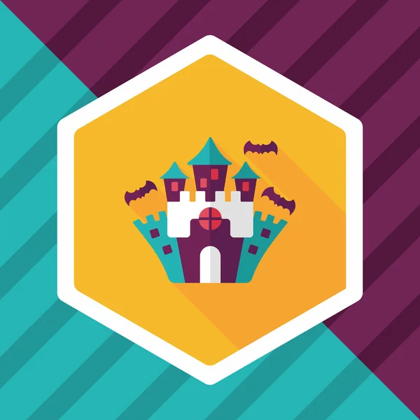 Castillo de Halloween icono plano con sombra larga, eps10 — Vector de stock