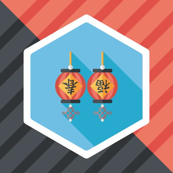 Čínský Nový rok plochý ikona s dlouhý stín, eps10, čínské nebo — Stockový vektor