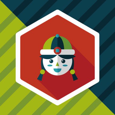 Çin yeni yılı kız uzun gölge, eps10 düz simgesiyle