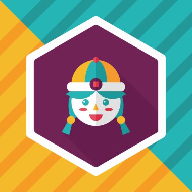 Çin yeni yılı kız uzun gölge, eps10 düz simgesiyle