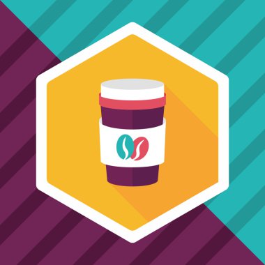 paket servisi olan restoran kahve uzun gölge, eps10 düz simgesiyle