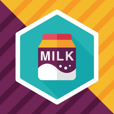 süt paket düz simgesi ile uzun gölge, eps10