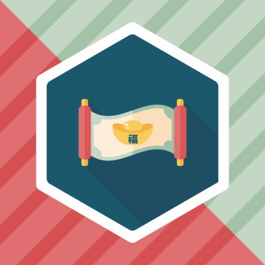 Çin yeni yılı uzun gölge, eps10, Altın külçe ca ile düz simgesi