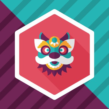 Çin yeni yılı düz simgesi ile uzun gölge, eps10, dragon ve