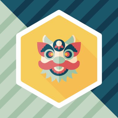 Çin yeni yılı düz simgesi ile uzun gölge, eps10, dragon ve