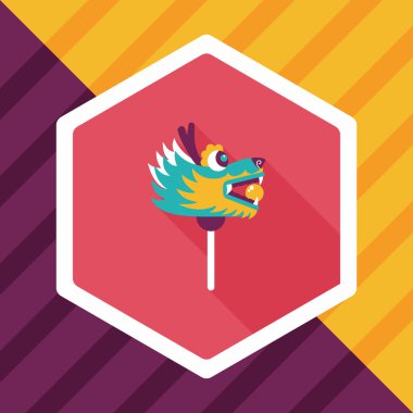 Çin yeni yılı düz simgesi ile uzun gölge, eps10, dragon ve