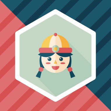 Çin yeni yılı kız uzun gölge, eps10 düz simgesiyle