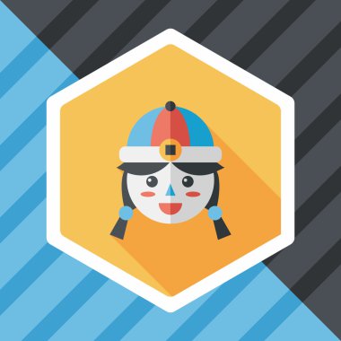 Çin yeni yılı kız uzun gölge, eps10 düz simgesiyle