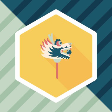 Çin yeni yılı düz simgesi ile uzun gölge, eps10, dragon ve