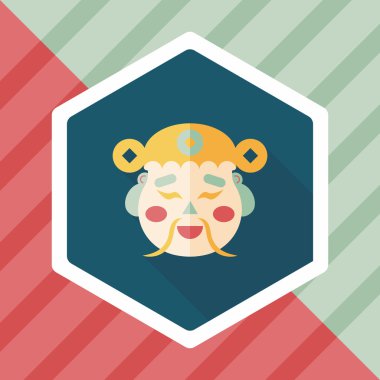 Çin yeni yılı düz simgesi ile uzun gölge, eps10, zenginlik tanrısı