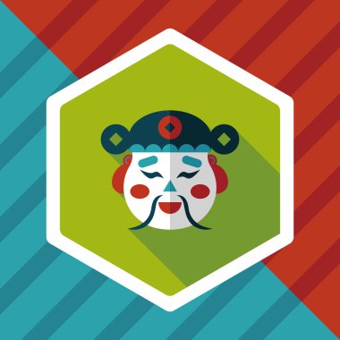 Çin yeni yılı düz simgesi ile uzun gölge, eps10, zenginlik tanrısı