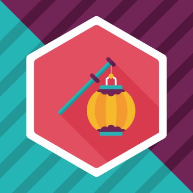 Çin yeni yılı uzun gölge, eps10, Çinli bir dekor ile düz simgesi