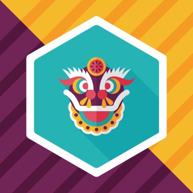 Çin yeni yılı düz simgesi ile uzun gölge, eps10, dragon ve