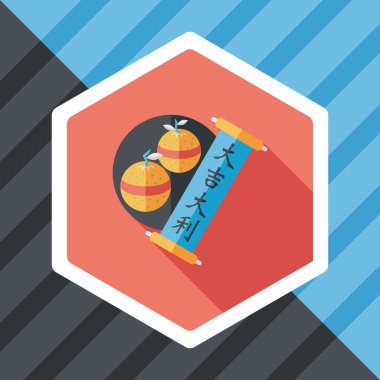 Çin yeni yılı uzun gölge, eps10, Çince şanslı düz simgesi