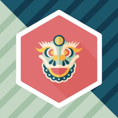 Çin yeni yılı düz simgesi ile uzun gölge, eps10, dragon ve