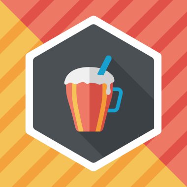 sıcak süt krem kahve düz simgesi ile uzun gölge, eps10