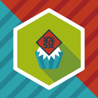 Çin yeni yılı düz uzun gölge, eps10, Çinli Buhar simgesi