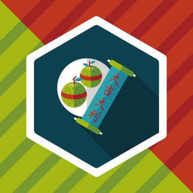 Çin yeni yılı uzun gölge, eps10, Çince şanslı düz simgesi