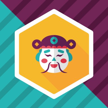 Çin yeni yılı düz simgesi ile uzun gölge, eps10, zenginlik tanrısı