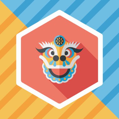 Çin yeni yılı düz simgesi ile uzun gölge, eps10, dragon ve