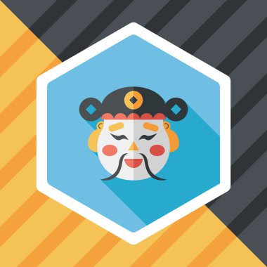 Çin yeni yılı düz simgesi ile uzun gölge, eps10, zenginlik tanrısı