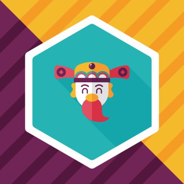 Çin yeni yılı düz simgesi ile uzun gölge, eps10, zenginlik tanrısı