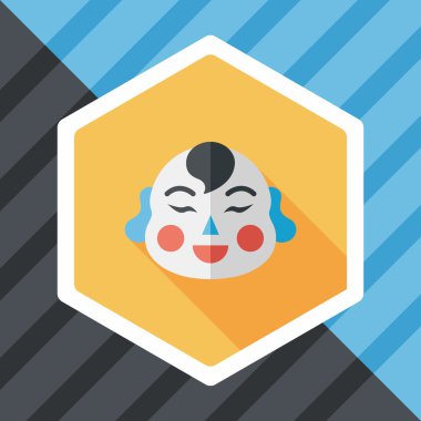 Çin yeni yılı uzun gölge, eps10, Maitreya bez bebek ile düz simgesi