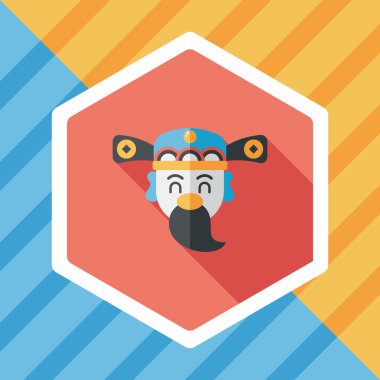 Çin yeni yılı düz simgesi ile uzun gölge, eps10, zenginlik tanrısı