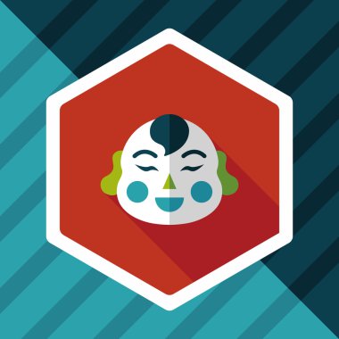 Çin yeni yılı uzun gölge, eps10, Maitreya bez bebek ile düz simgesi