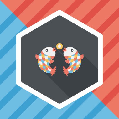 Çin yeni yılı uzun gölge, eps10, Çinli bir dekor ile düz simgesi