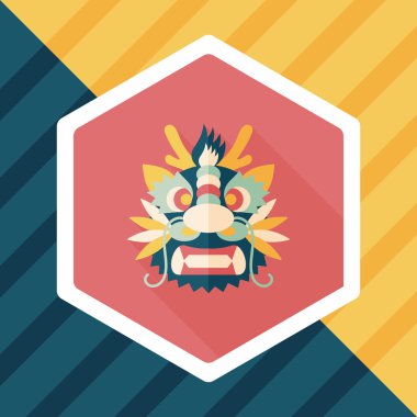 Çin yeni yılı düz simgesi ile uzun gölge, eps10, dragon ve